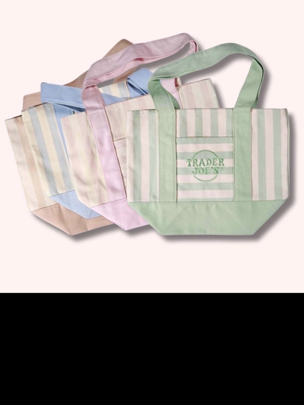 Trader Joe's Striped Mini
Canvas Tote Bag Set of 4